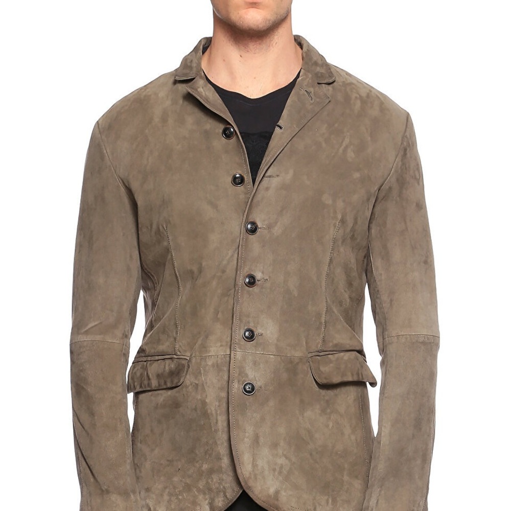 John Varvatos 100% goat suede jacket blazer in rye sz Med retail $1080